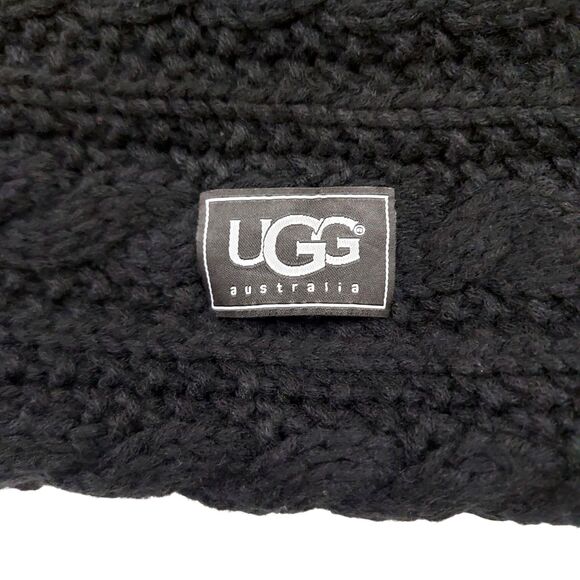 UGG Scarf Womens One Size Black Neck Warmer Knitted Winter Outdoor Travel - Picture 7 of 8